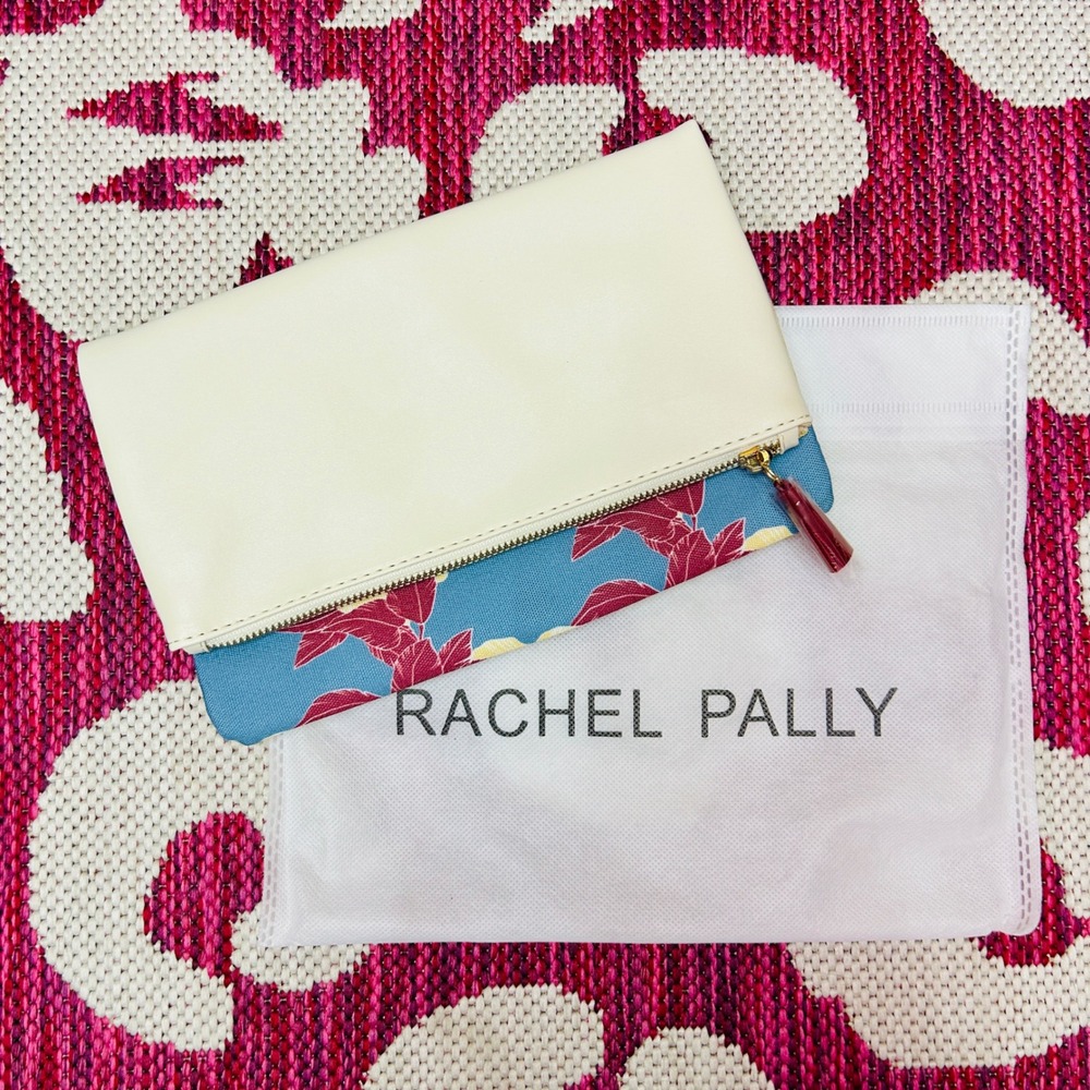 Rachel Pally Bloom Floral Canvas Vegan Leather Reversible Clutch Bag Tassel New